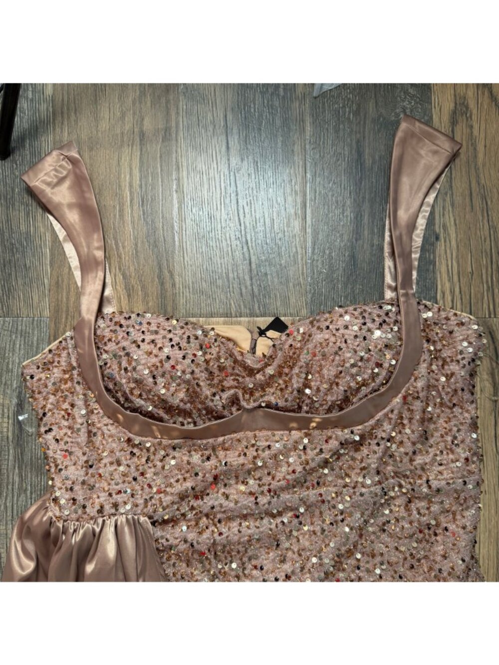 MissOrd Ribbon Corset Sequin Maxi Dress Women's Plus Size 4XL in Champagne NWT! - Picture 3 of 5